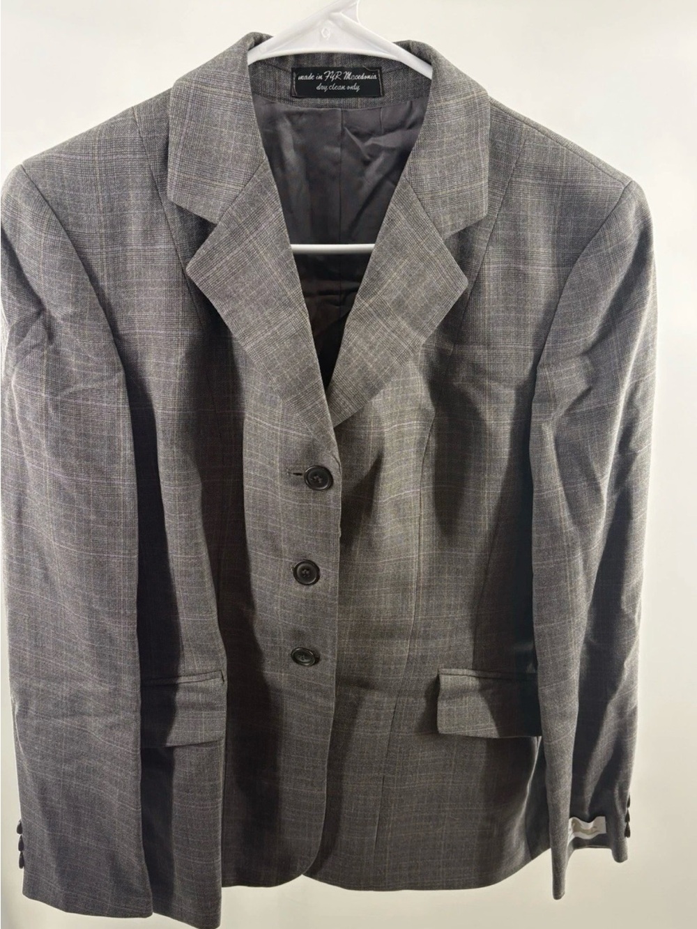 Tailored Gray Plaid Women's Blazer by VJ K. Woodson